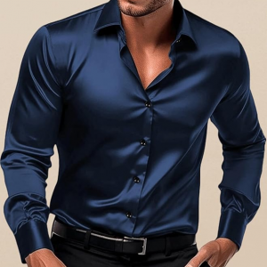 Men's Classic fit Plain Satin Casual Shirt for Men Full Sleeve